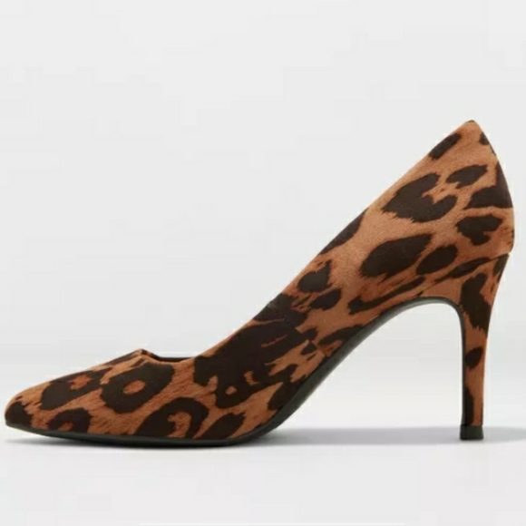WOMEN'S POINTED TOE CHEETAH PRINT HEELS PUMPS - Picture 2 of 2